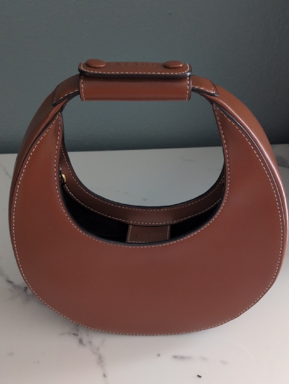 Staud Mini Moon Bag in Tan